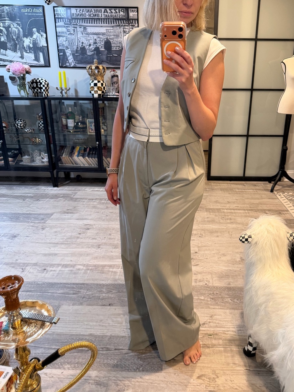 Zara Tailored Wide-Leg Pants and Vest Set S